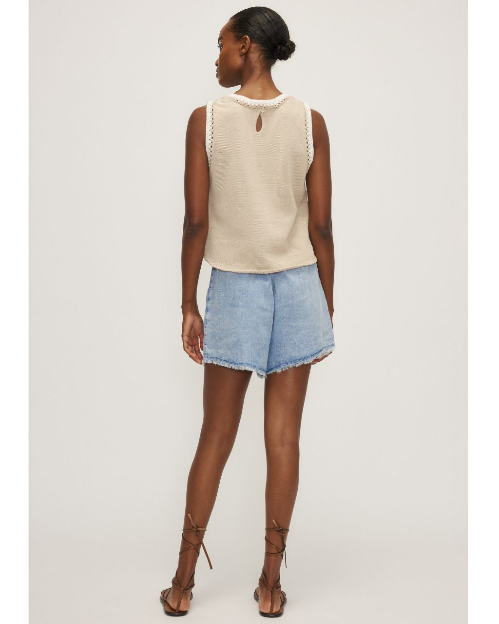 Naru Mixed Media Crocheted Tank Top
