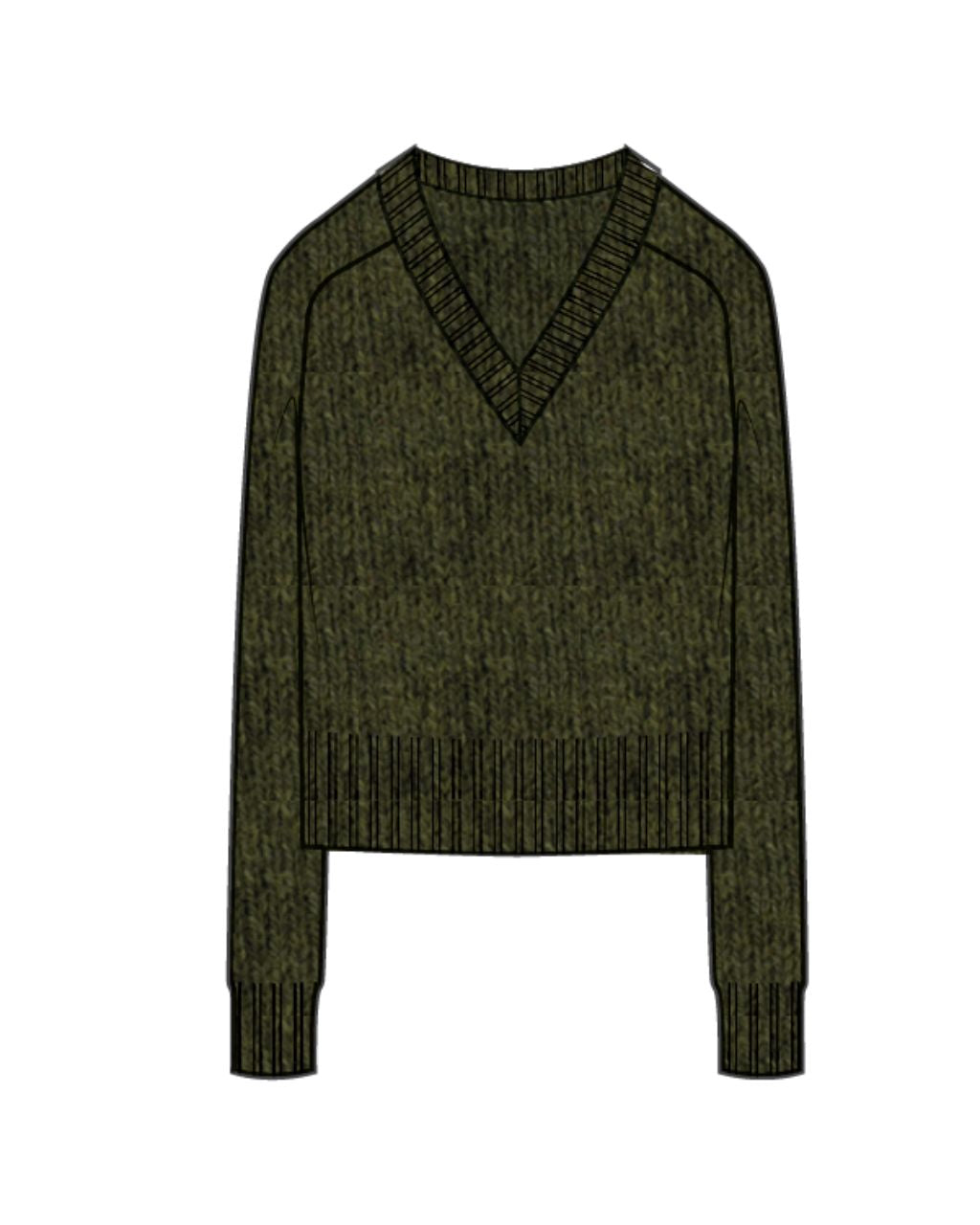Cashmere V Neck Raglan Pullover