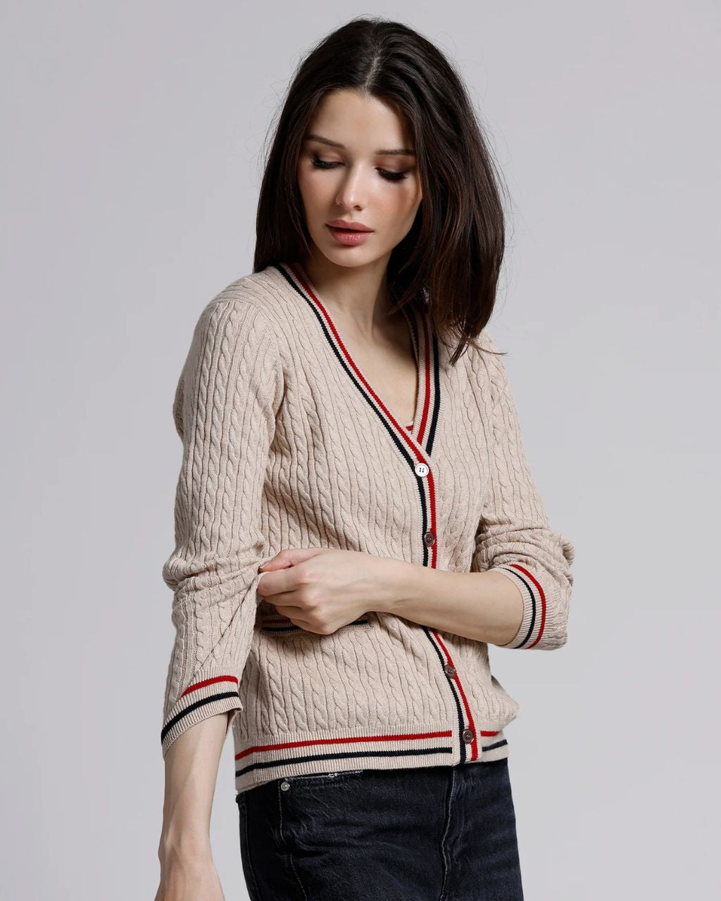 Baby Cable Cardi with Tipping