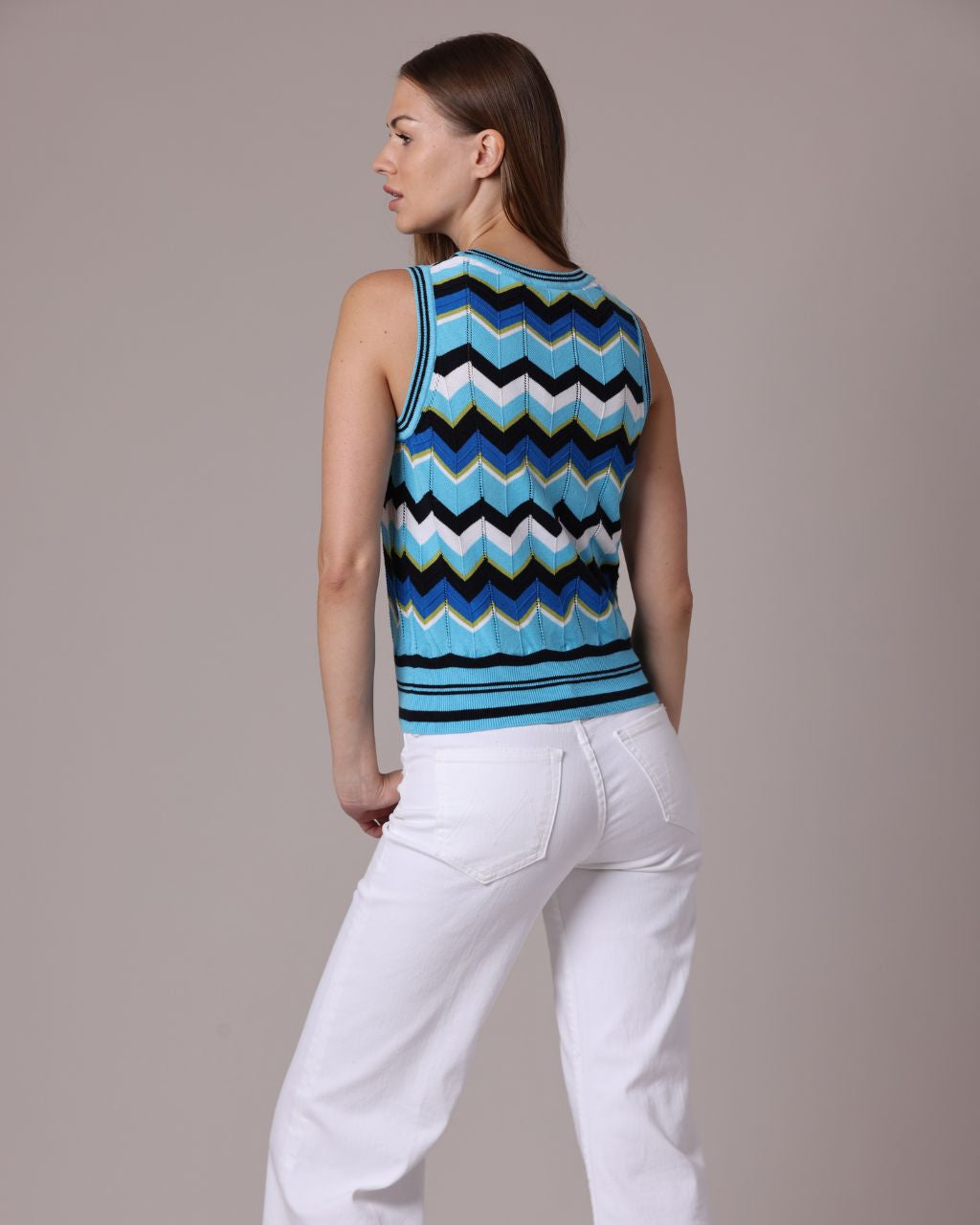 Cotton Cashmere Chevron Pointelle Tank