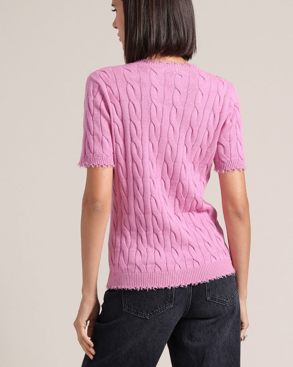Cotton Cashmere Frayed V Tee