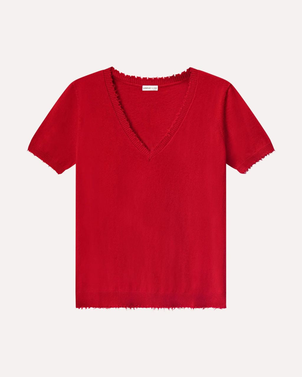 Cotton Cashmere Frayed V Tee