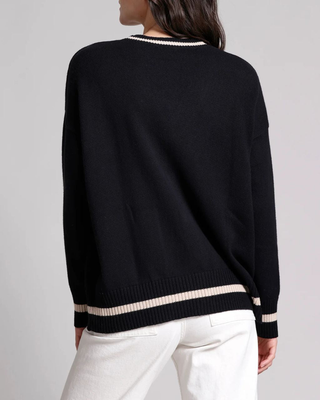 Cotton Cashmere Oversized Cardi with Tipping