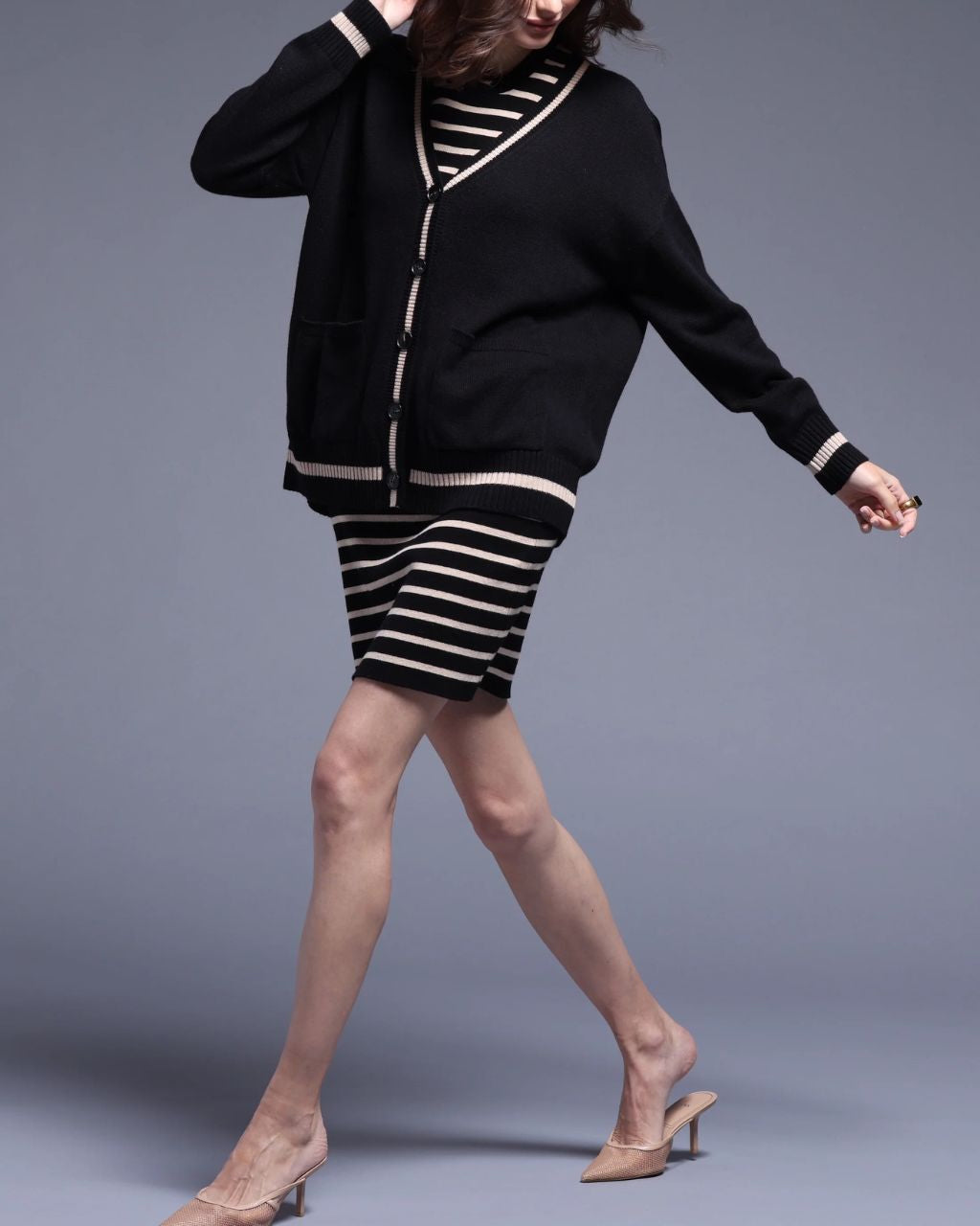 Cotton Cashmere Oversized Cardi with Tipping