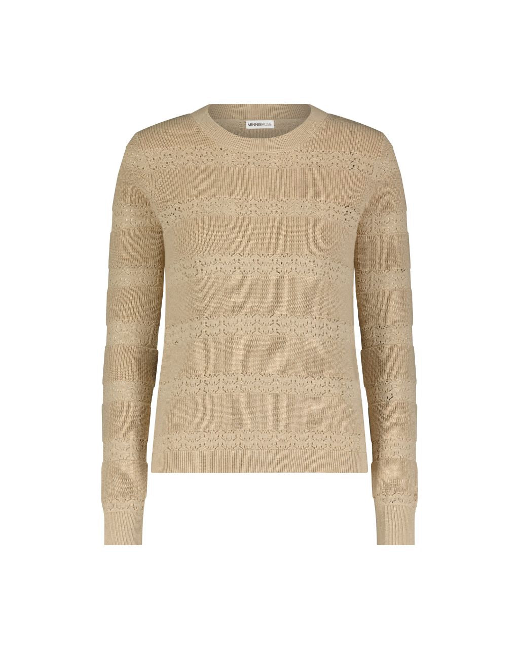 Cotton Cashmere Pointelle Stripe Crew