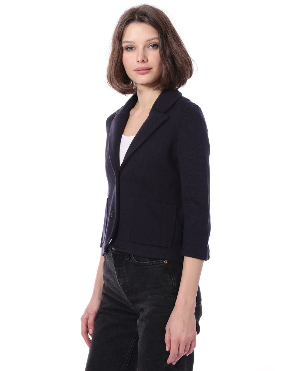 Cotton Blend Shrunken Blazer