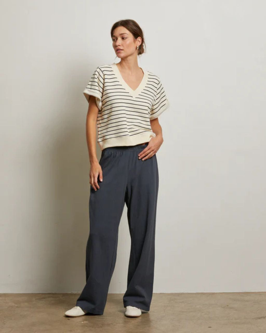 Briggs Striped French Terry Shortsleeve Sweatshirt