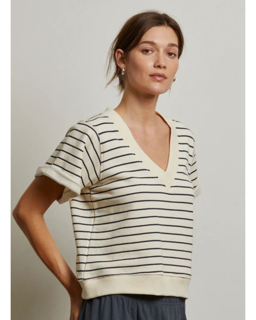 Briggs Striped French Terry Shortsleeve Sweatshirt
