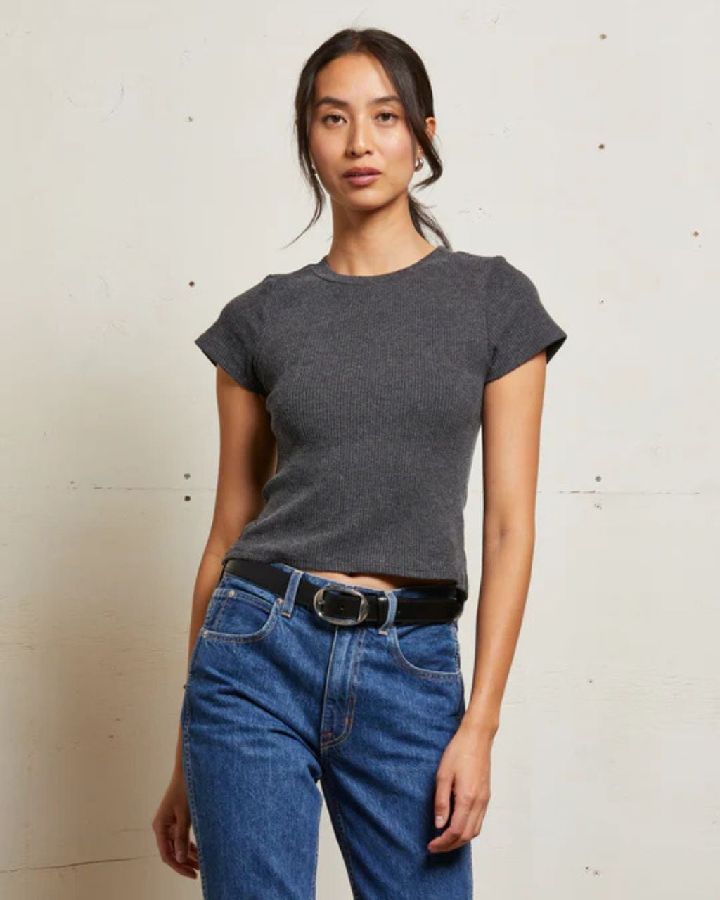 Gabby Sweater Rib Short Sleeve Crew Neck