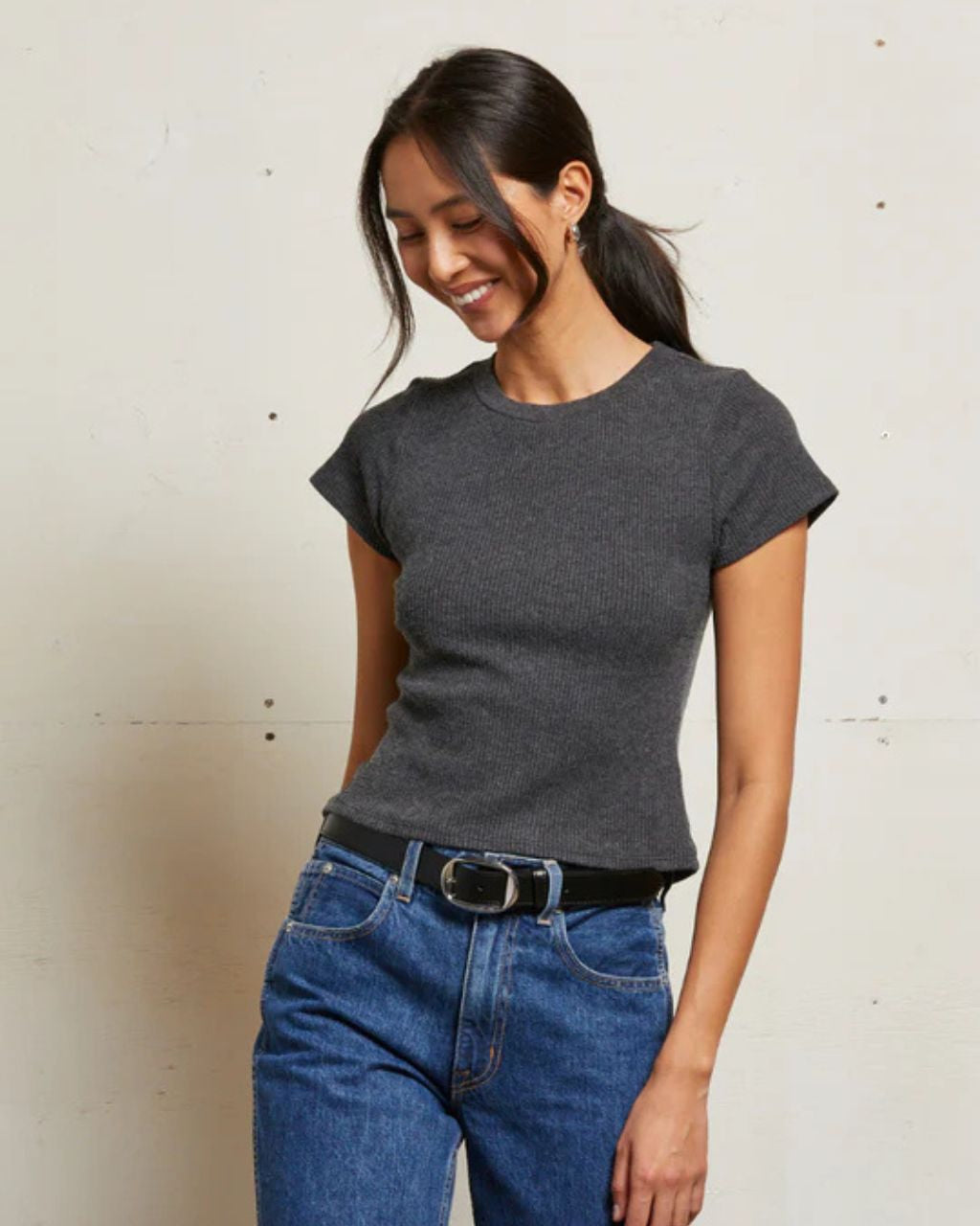 Gabby Sweater Rib Short Sleeve Crew Neck