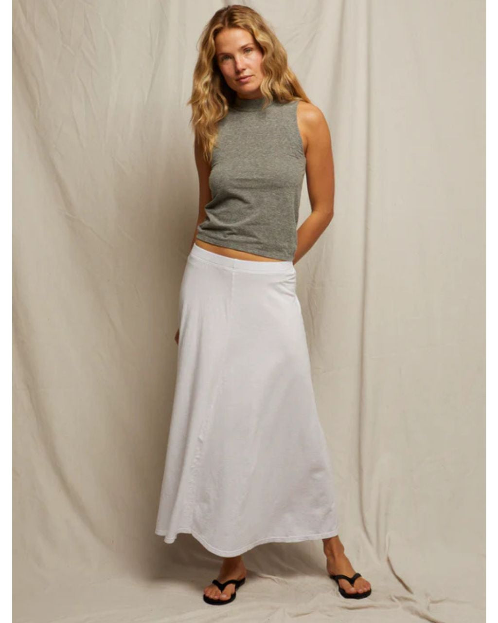 Phoebe Slub Jersey Mock Neck Tank