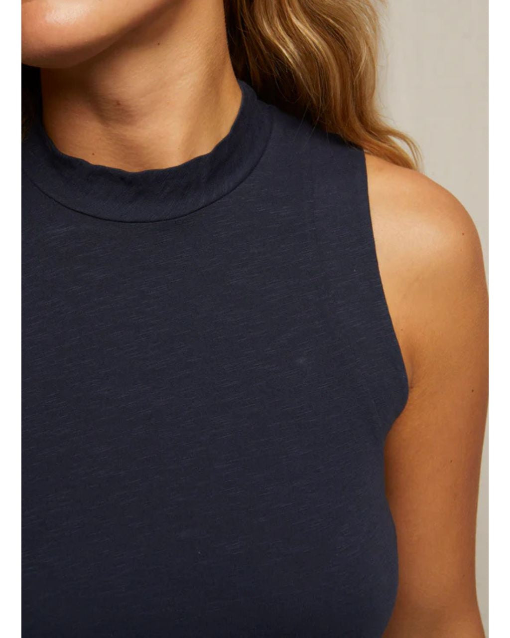 Phoebe Slub Jersey Mock Neck Tank
