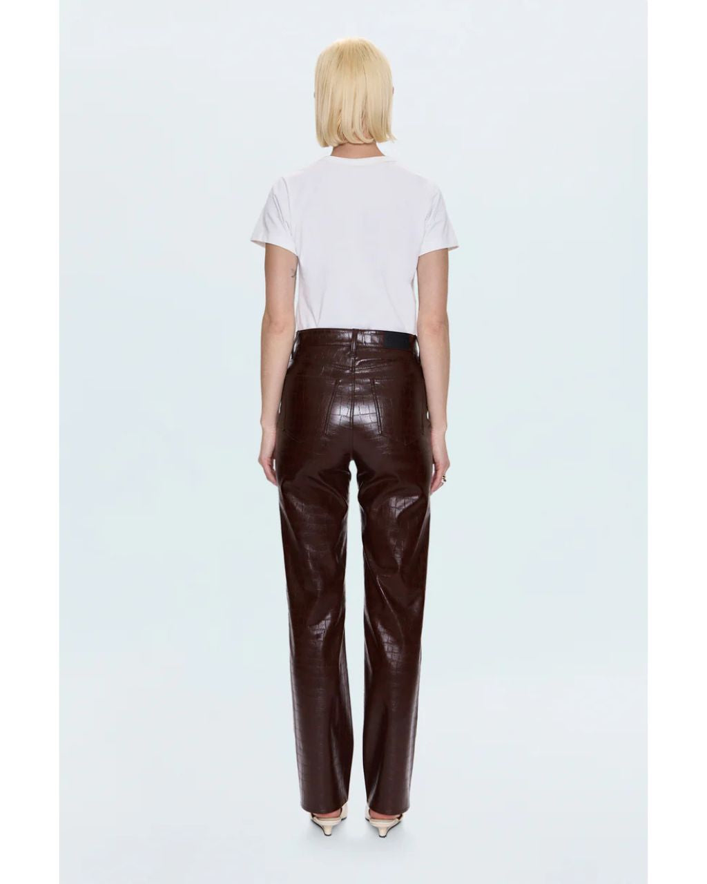 Cassie High Rise Straight Pant - Tobacco Croc