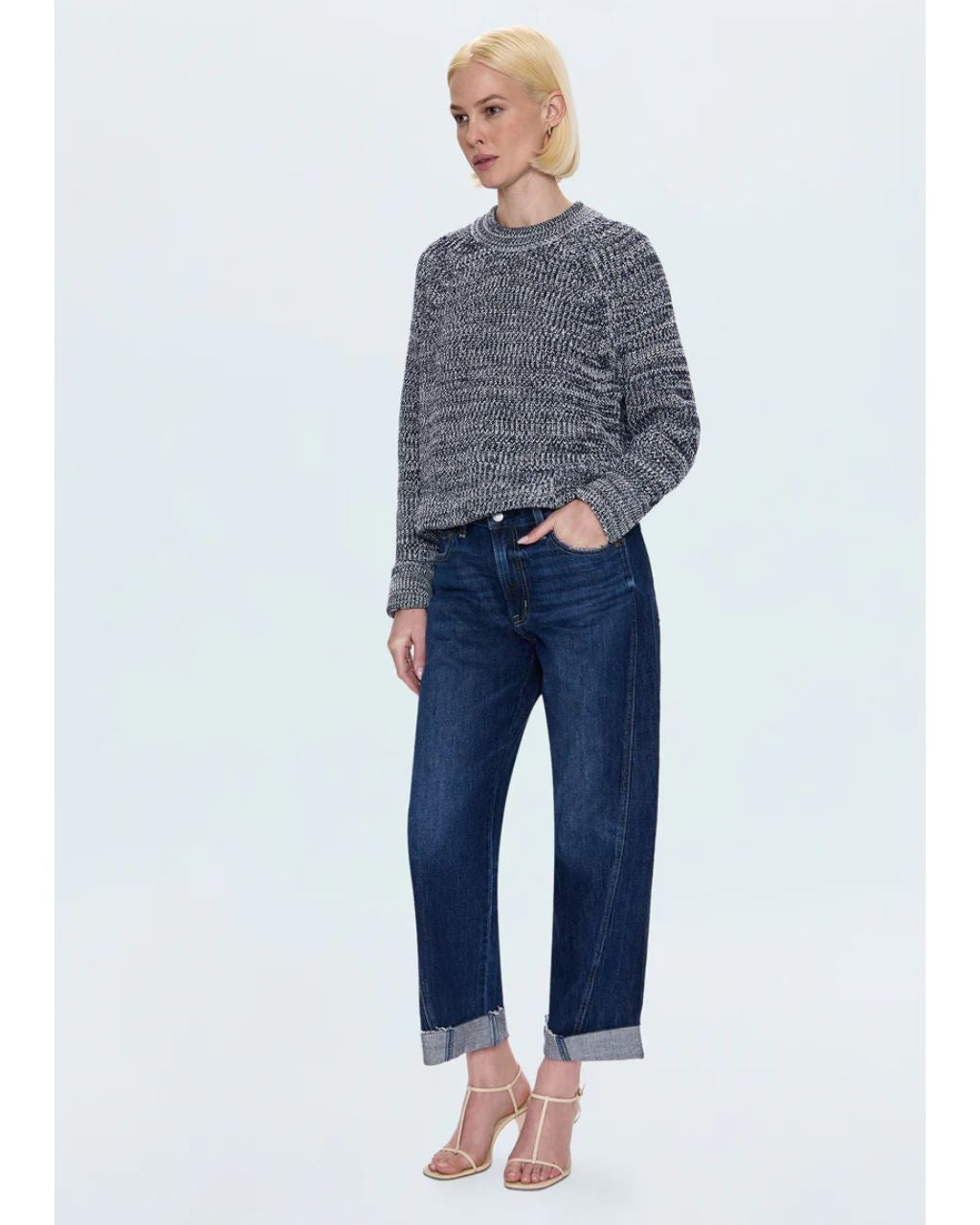 Kacey Mid-Rise Straight Cuffed Jean