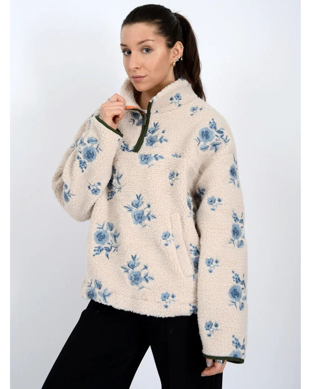 Blue Floral Quarter Zip