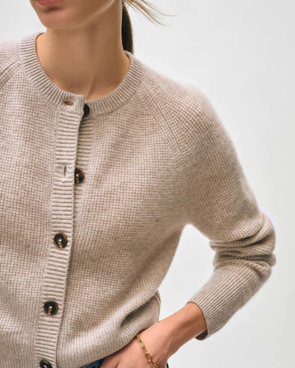 CASHMERE WAFFLE CARDIGAN