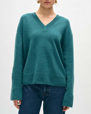 Cashmere Rib Trim V-Neck