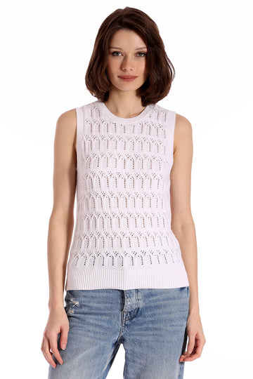 Pointelle Cotton Cashmere Sleeveless Top