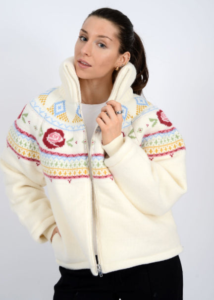 Rose Knit Boxy Zip Up