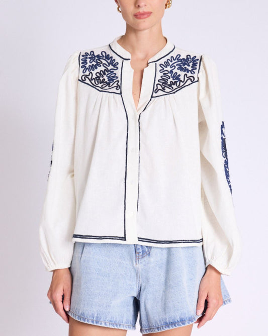 CHEMISE COL V BRODEE