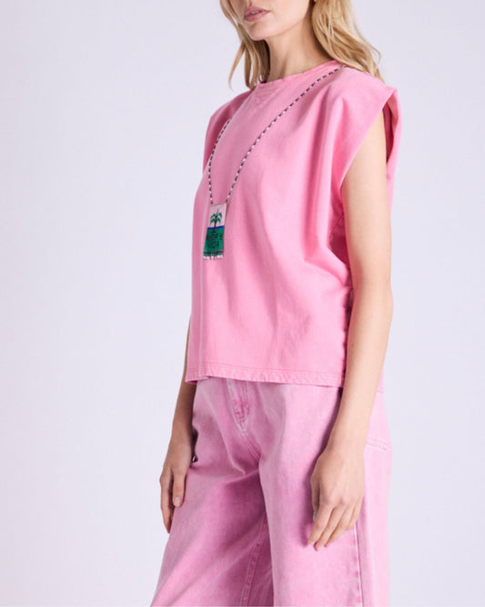 TSHIRT COLLIER PERLES AMOVIBLE