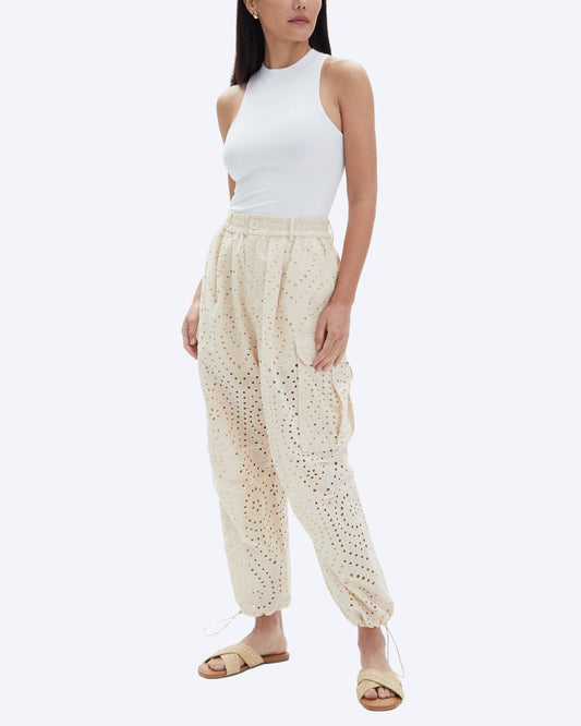 Sia Loose Eyelet Cargo Pants
