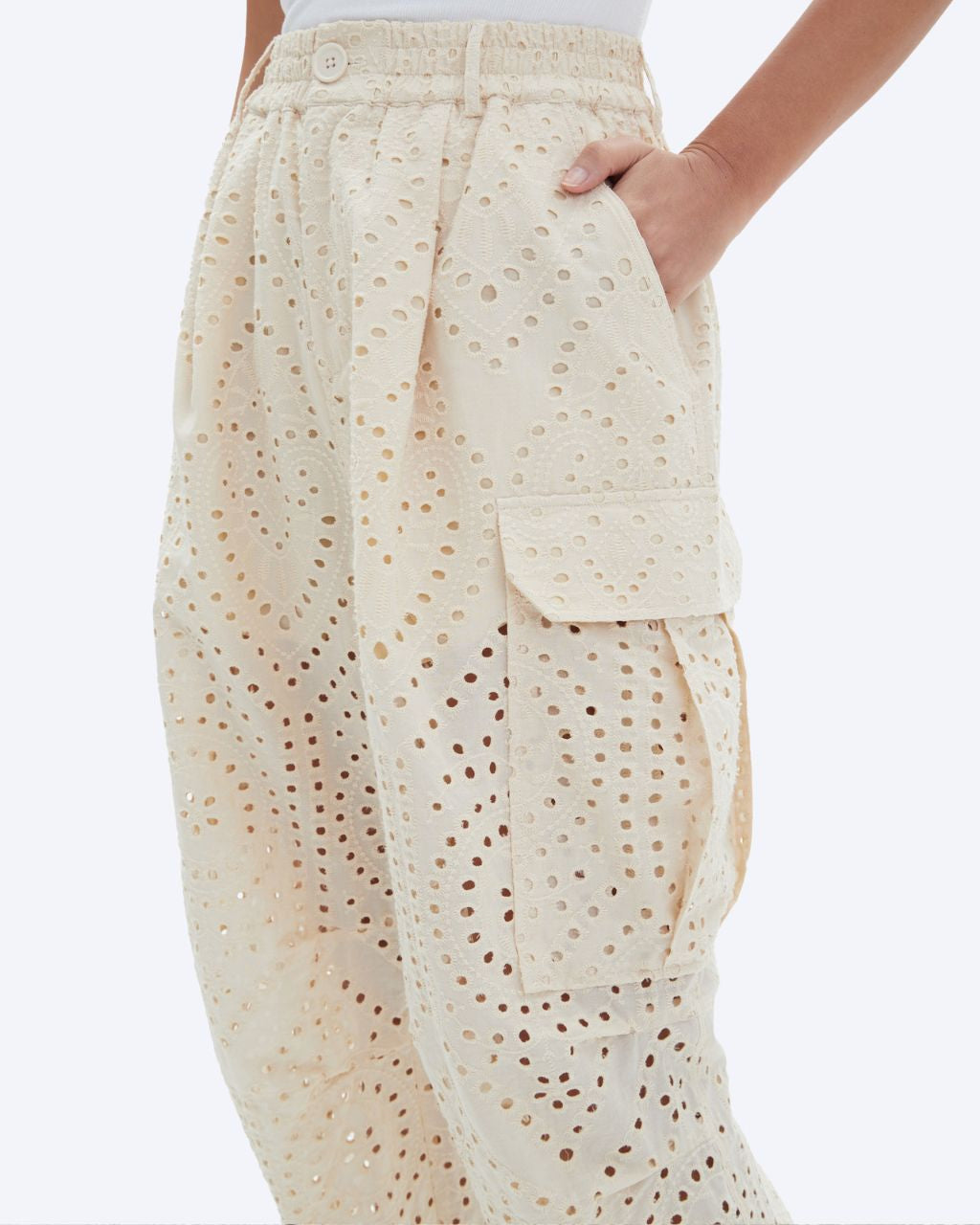 Sia Loose Eyelet Cargo Pants