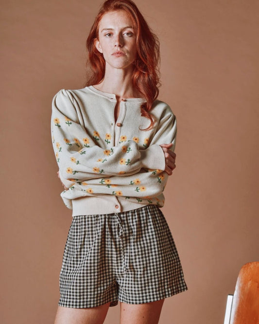 Dehra Gingham Elastic Waistband Shorts