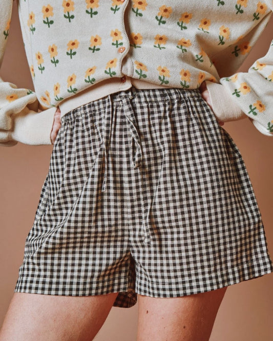 Dehra Gingham Elastic Waistband Shorts