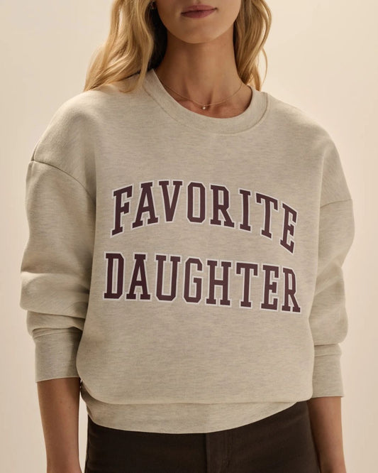 The Collegiate Sweatshirt - Heather Oat / Burgundy