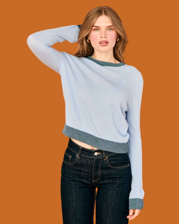 Cashmere Lurex Trim Crew