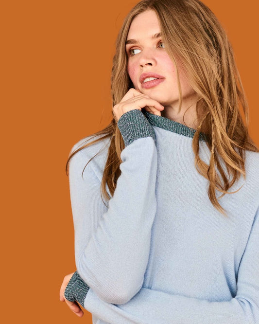 Cashmere Lurex Trim Crew