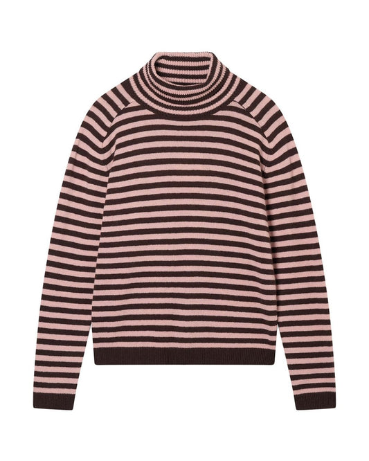 Narrow Stripe Roll Collar