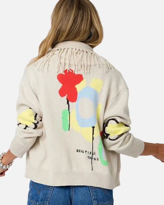 Fringe Shawl Collar Cardigan