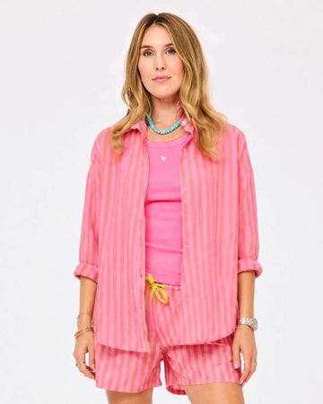 Mia Stripe Shirt - Palm Pink