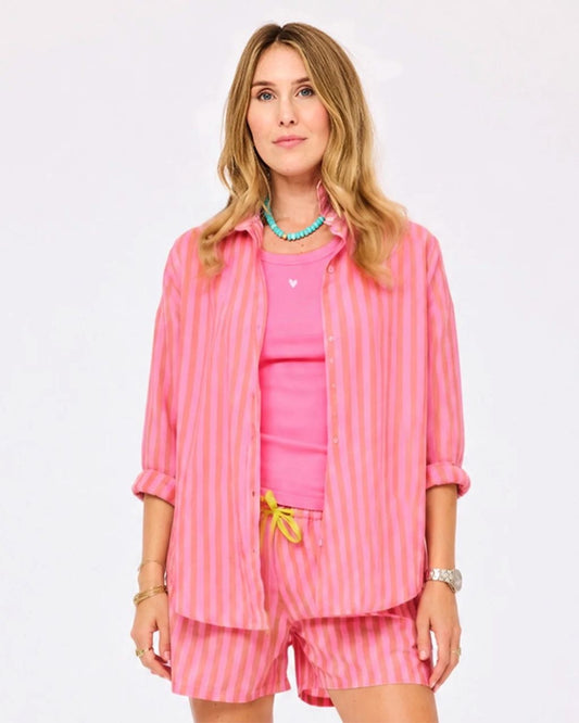 Mia Stripe Shirt - Palm Pink