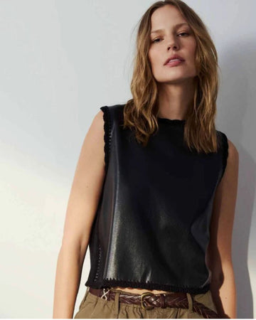 Cece Faux Leather Top