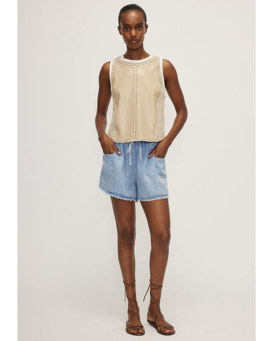 Naru Mixed Media Crocheted Tank Top