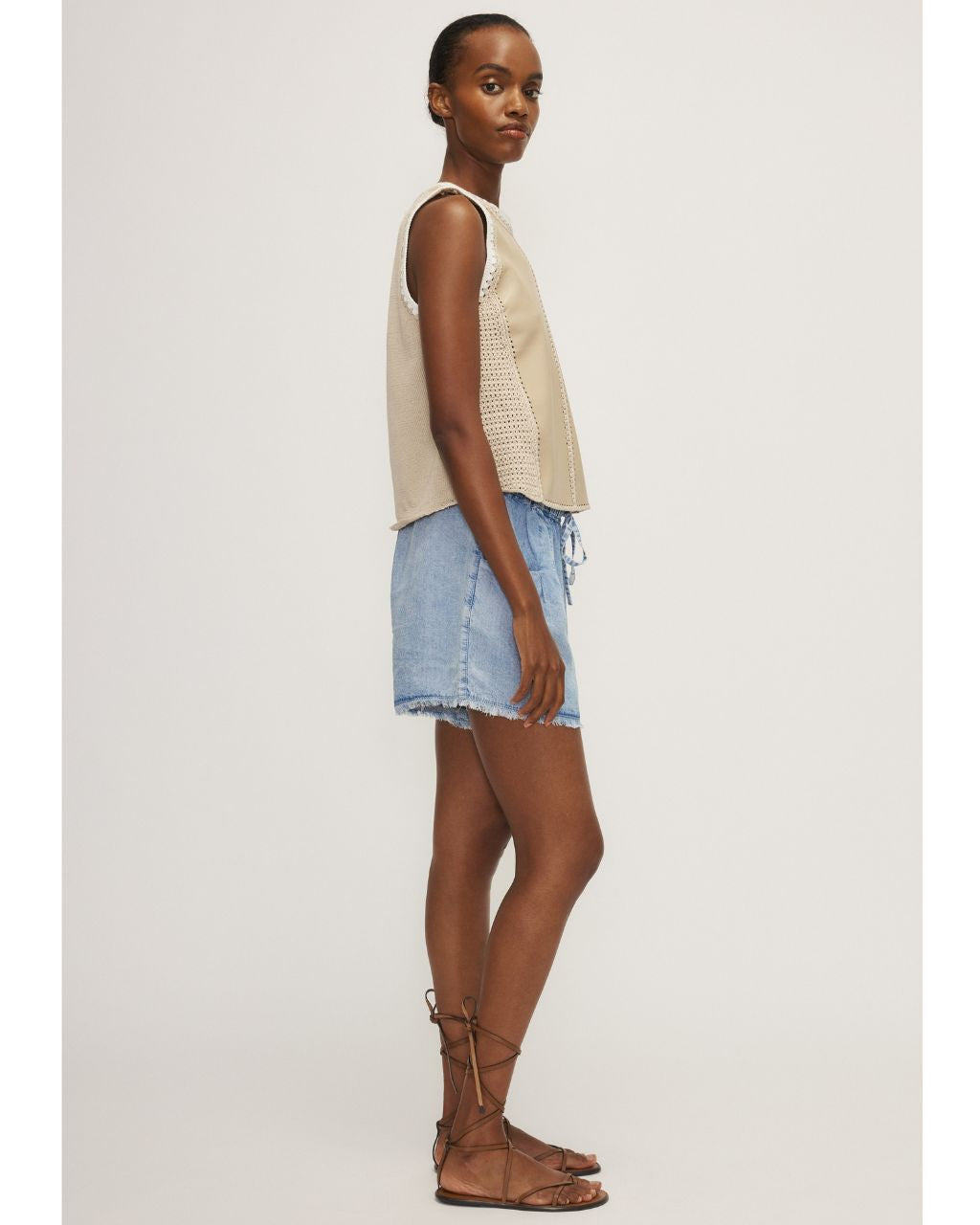 Naru Mixed Media Crocheted Tank Top
