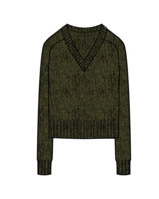 Cashmere V Neck Raglan Pullover