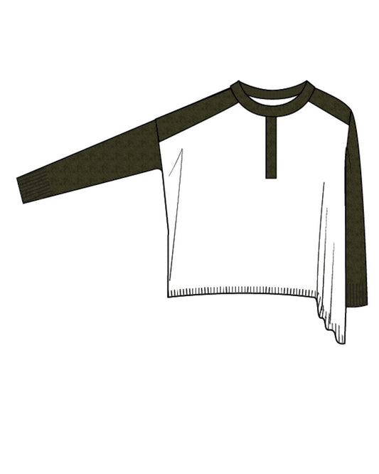 Cotton Cashmere Colorblock Oversized Henley