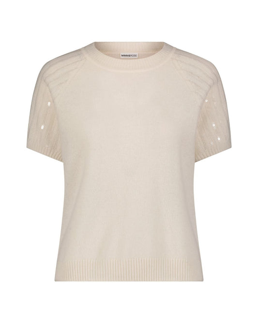 Cashmere Raglan Crew with Sequined Sleeves