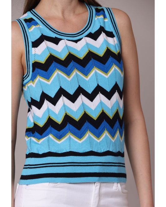 Cotton Cashmere Chevron Pointelle Tank