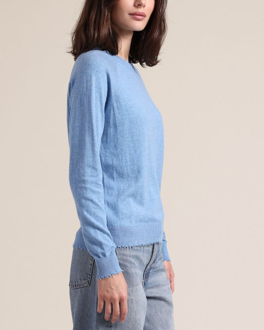Cotton Cashmere Frayed Edge Crew