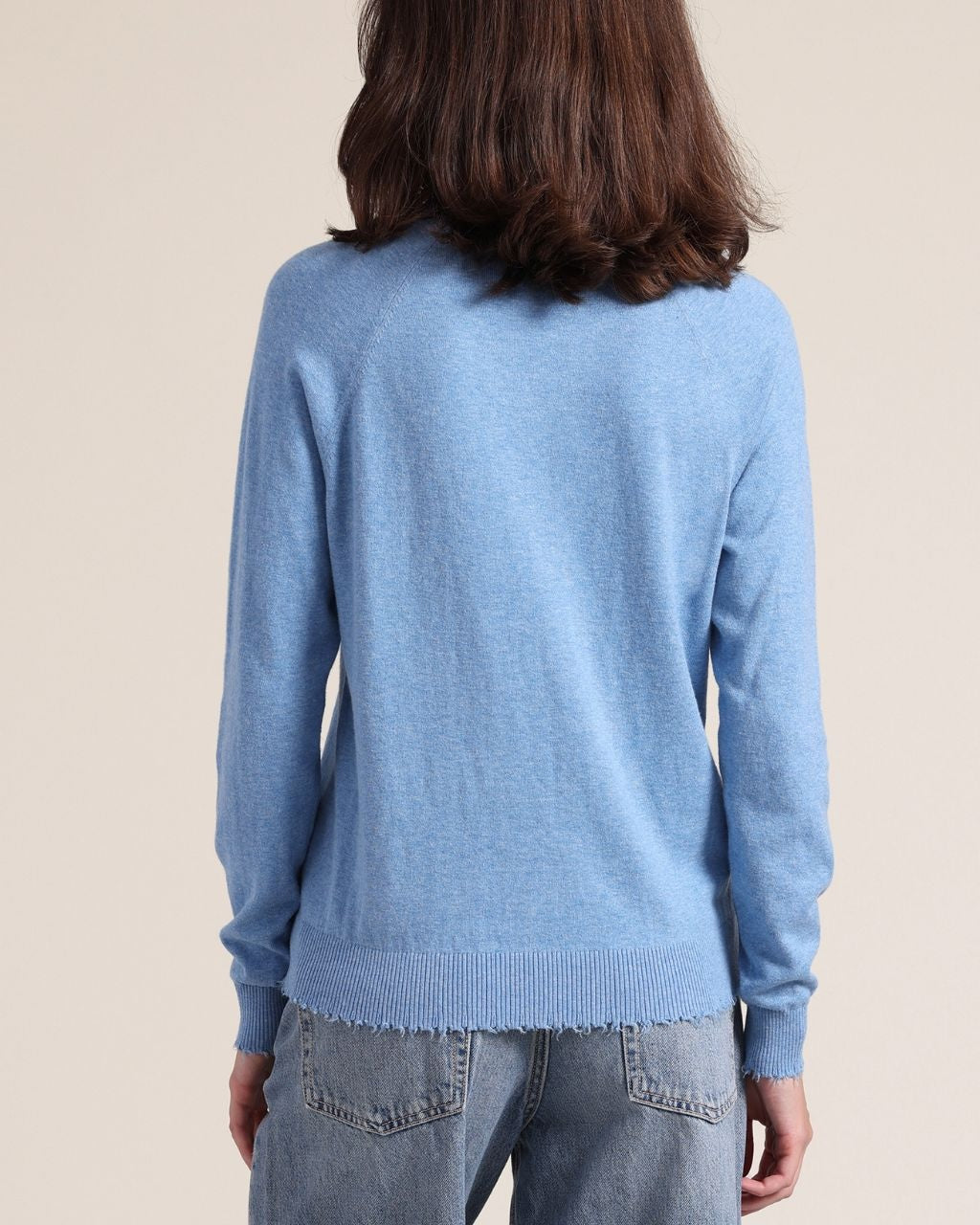 Cotton Cashmere Frayed Edge Crew