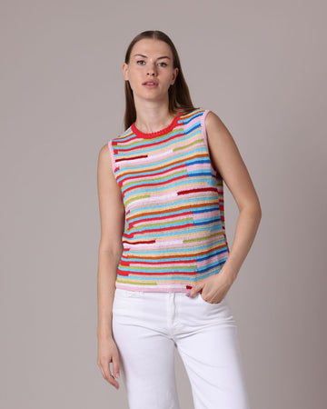 Cotton Cashmere Multi Crochet Tee