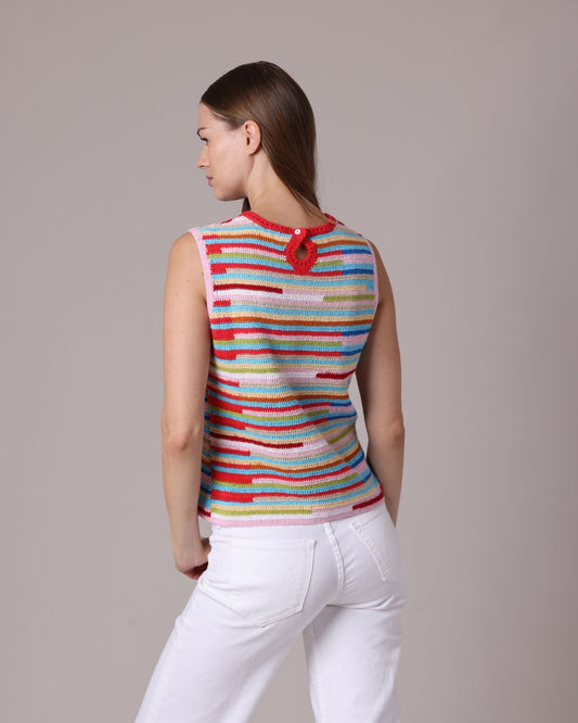 Cotton Cashmere Multi Crochet Tee