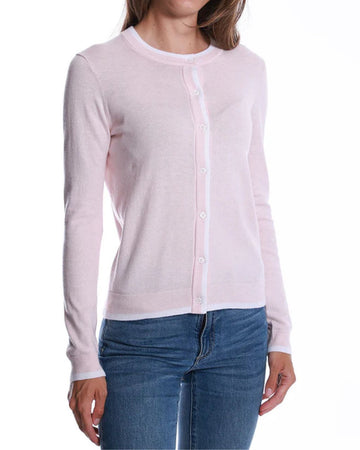 Cotton Cashmere Tipped Cardigan