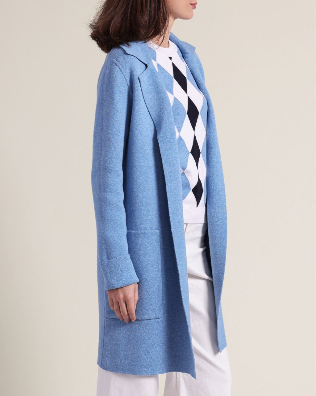 Cotton Cashmere Solid Double Face Notch Collar Coat