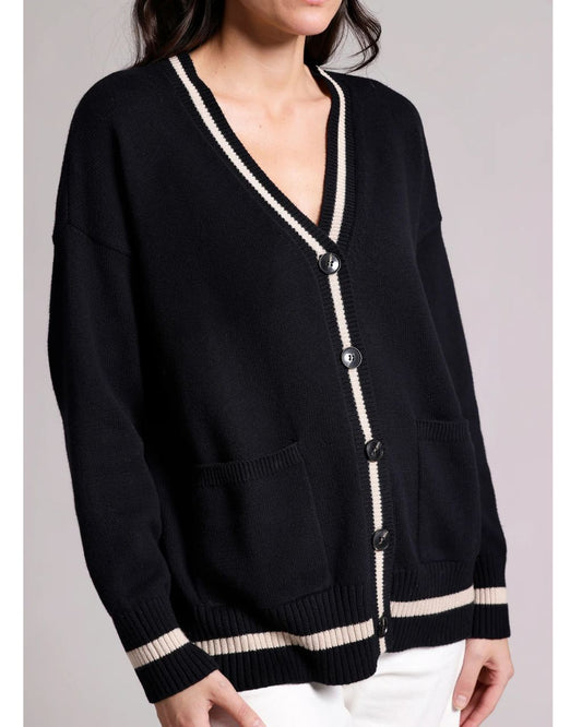 Cotton Cashmere Oversized Cardi with Tipping